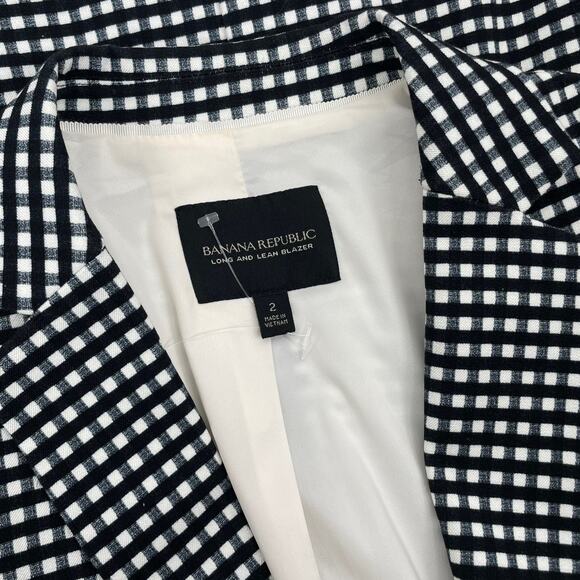 Banana Republic Long and Lean Blazer Jacket Gingham Size 2 - Picture 9 of 9